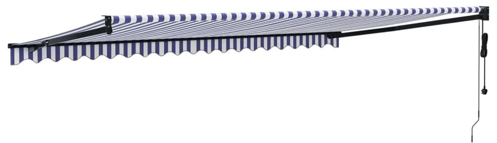 Toldo retrátil automático 5x3 m azul e branco