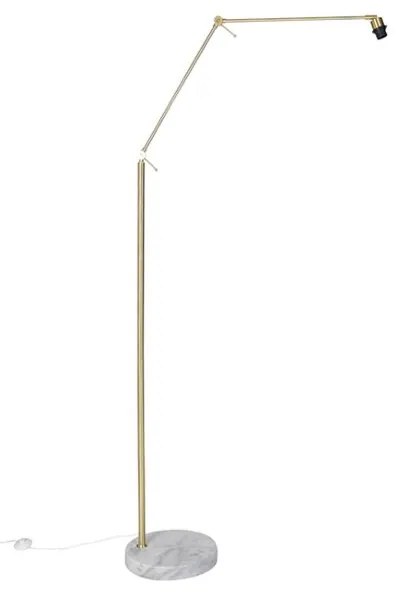 Candeeiro de pé moderno dourado com abajur em veludo cinzento 50 cm - Editor Moderno