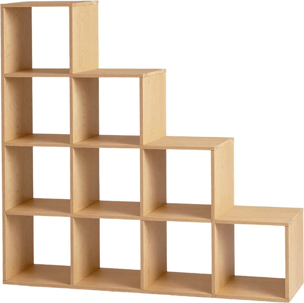 Estante com compartimentos abertos para sala de estar, escritório 29 x 129,5 x 129,5 cm bege