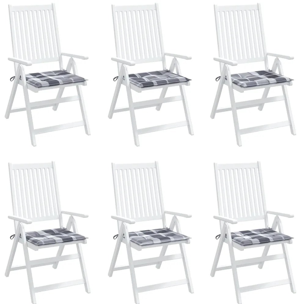 Almofadões cadeiras jardim 6pcs tecido oxford xadrez cinzento