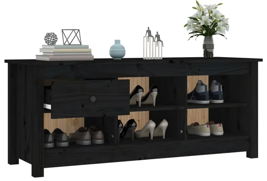 Sapateira 110x38x45,5 cm pinho maciço preto