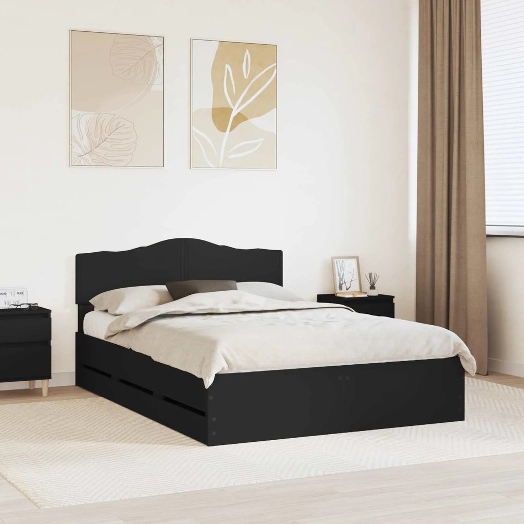 vidaXL Estrutura da Cama Preto 140 x 190 cm Madeira de Engenharia