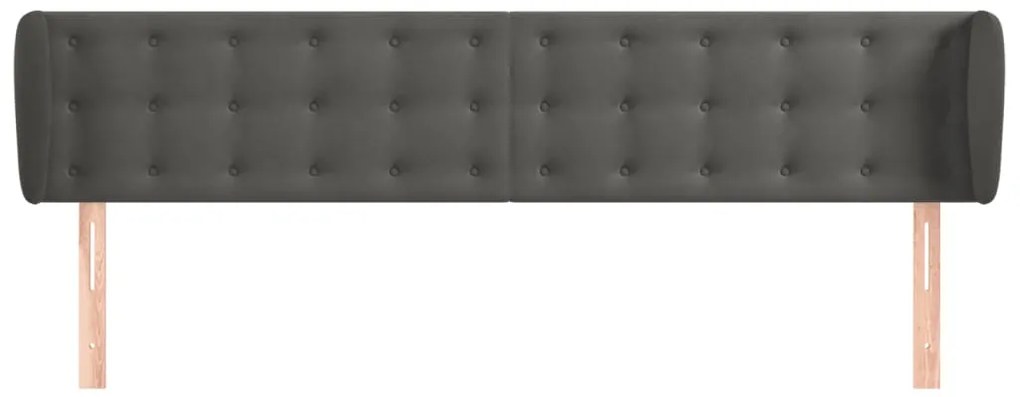 Cabeceira de cama c/ abas veludo 163x23x78/88cm cinzento-escuro