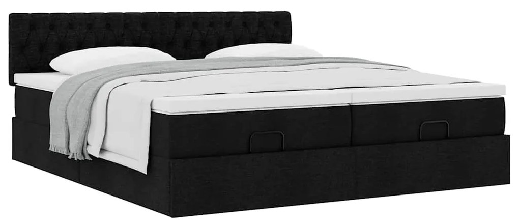 63 / 5,000vidaXL Estrutura de cama otomana com colchões tecido preto