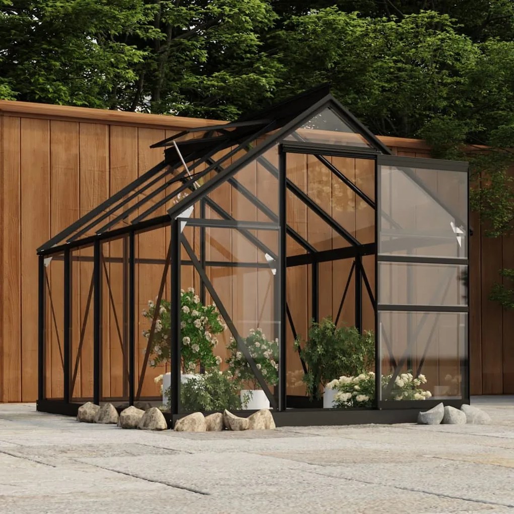 vidaXL Estrutura substituição estufa 155x103x191 cm alumínio antracite