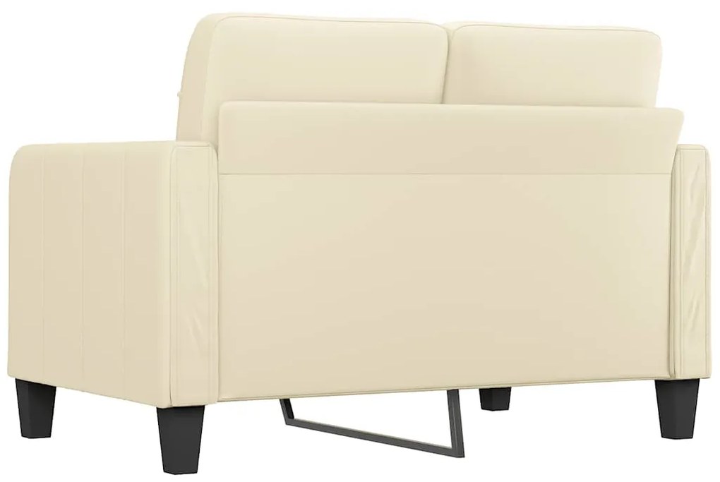 Sofá de 2 lugares 120 cm couro artificial cor creme
