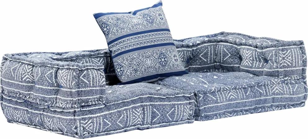 Sofá-cama modular de 2 lugares tecido azul índigo