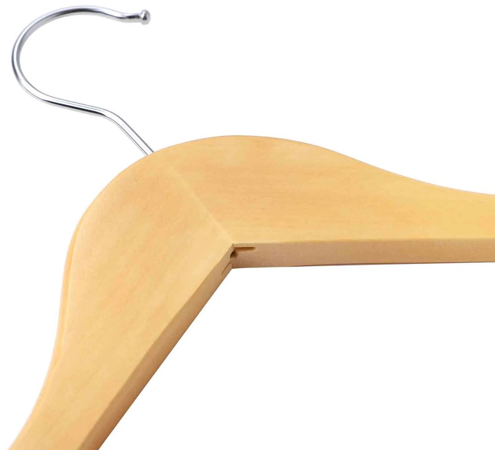 Conjunto de 20 cabides em madeira maciça 44 x 23,5 cm cor natural