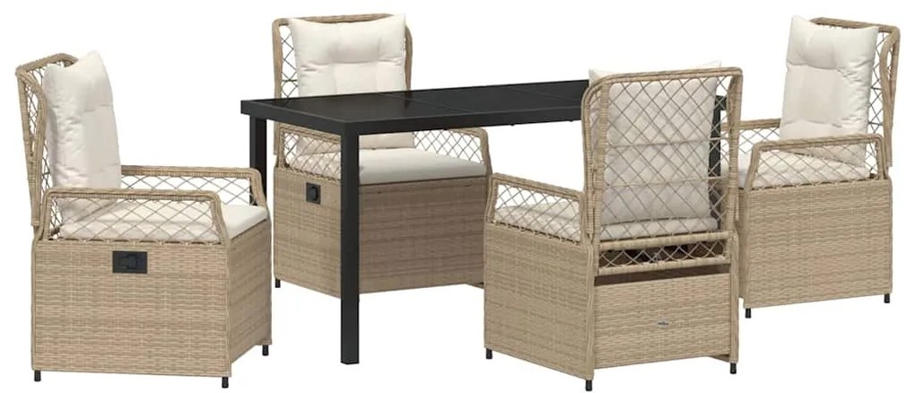 Conjunto de Jantar de Jardim de 5 Peças em Rattan Sintético Bege
