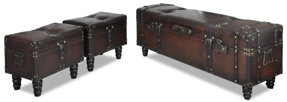 Conjunto bancos de arrumação 3 pcs castanho