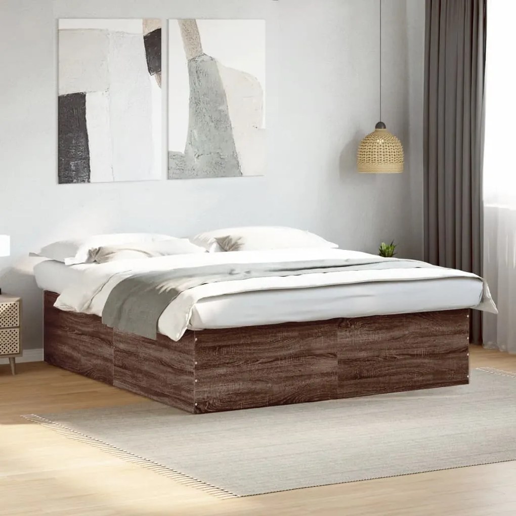 vidaXL Estrutura de cama 180x200cm derivados madeira carvalho castanho
