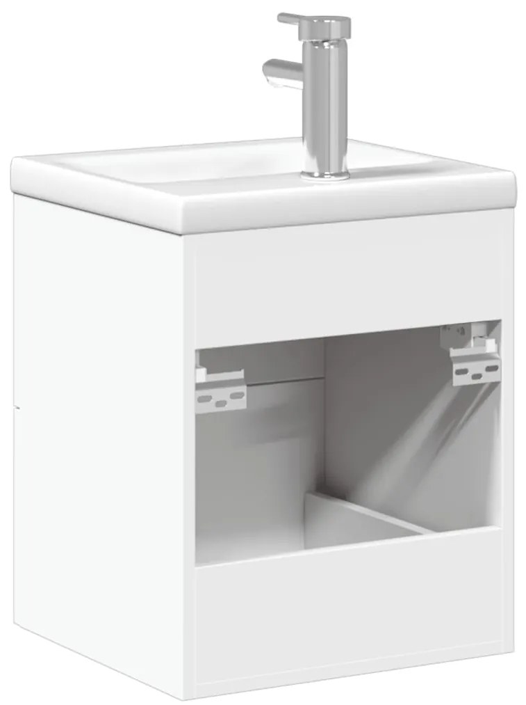 Armário de casa de banho com lavatório embutido branco