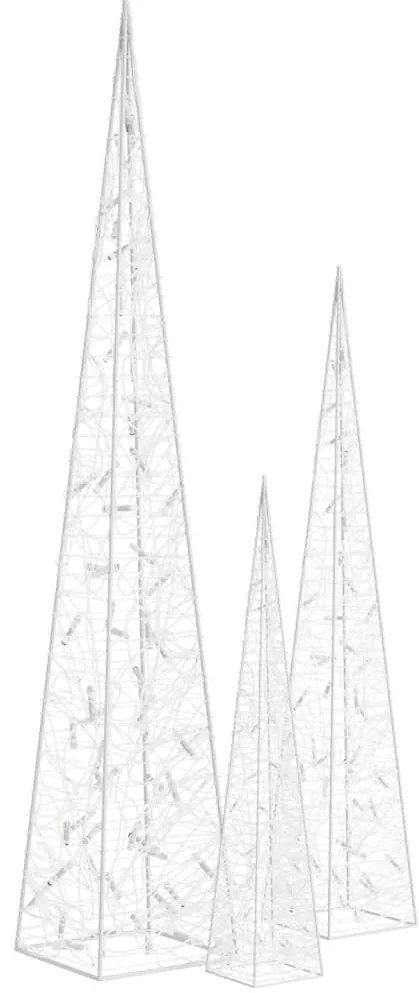 Conj. cones iluminação dec. + LED multicor acrílico 60/90/120cm