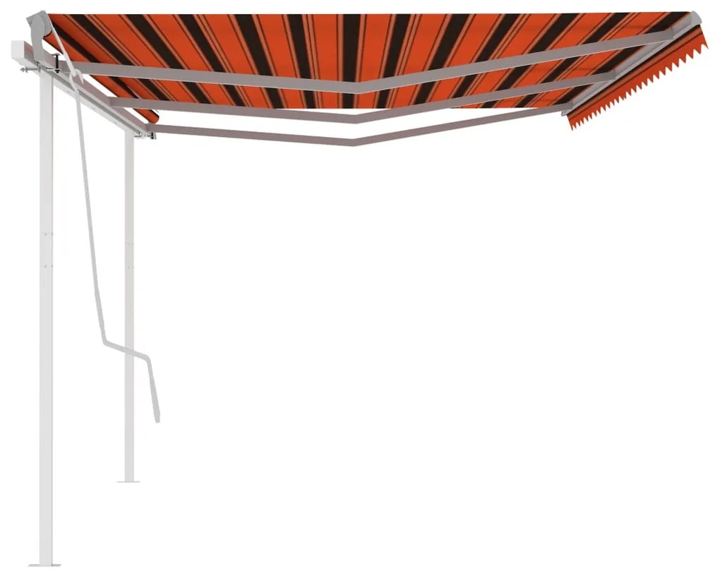 Toldo retrátil manual com postes 6x3,5 m laranja e castanho
