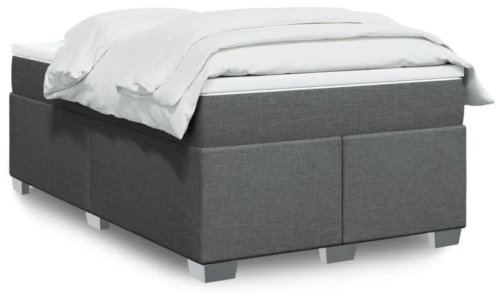 Cama boxspring com colchão 120x190 cm tecido cinzento-escuro