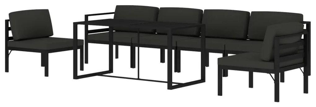 7 pcs conjunto lounge jardim com almofadões alumínio antracite