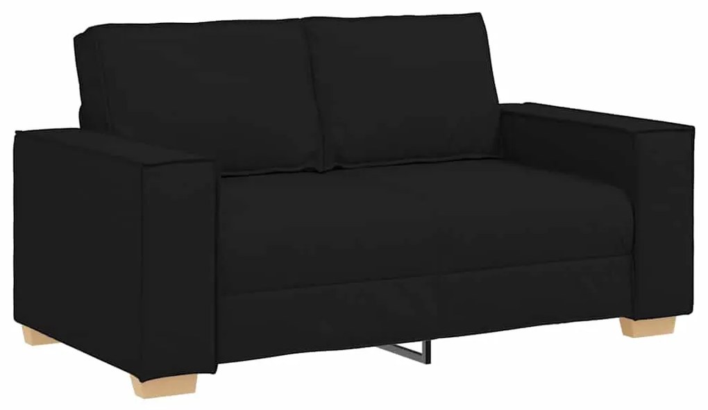 Conjunto de Sofá de 3 Peças com Almofadas em Tecido Preto