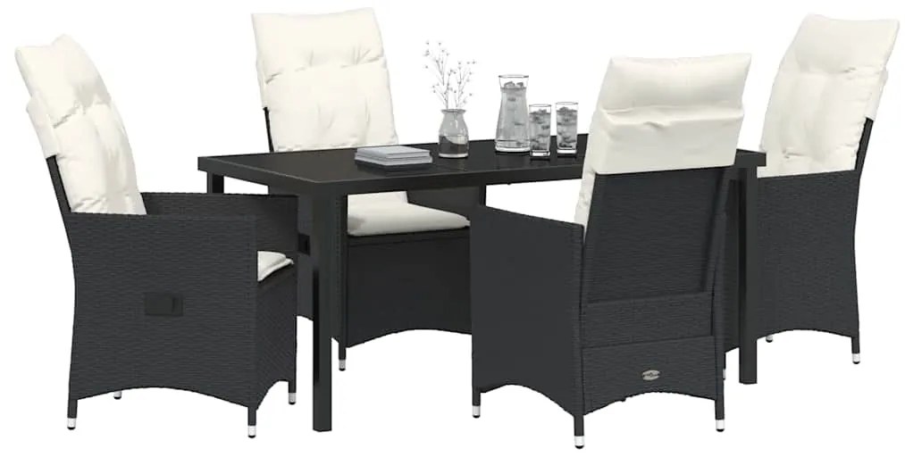 Conjunto de Jantar de Jardim 5 Peças com Almofadas em Rattan Poly Pret