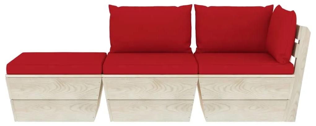 3 pcs conjunto lounge de paletes + almofadões madeira de abeto