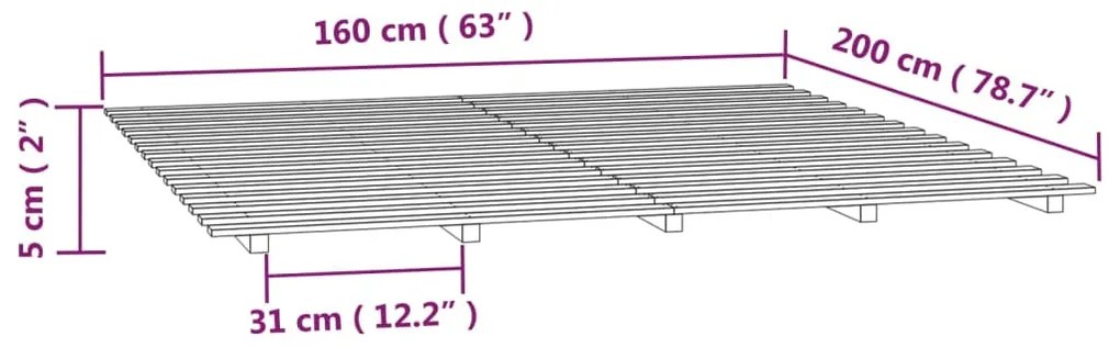 Estrutura de cama 160x200 cm madeira de pinho maciça branco