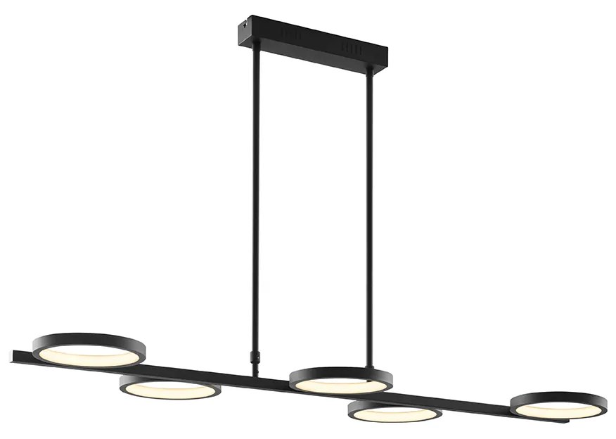 Candeeiro de suspensão moderno preto com LED 3 passos regulável 5 luzes - Vivé Moderno