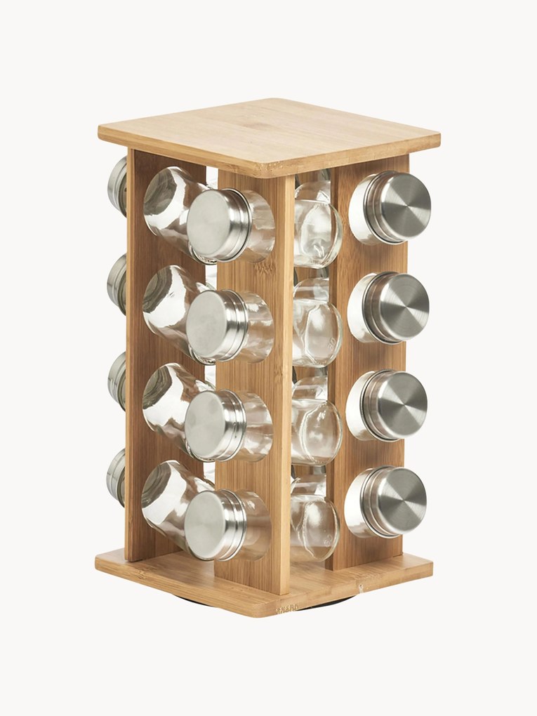 Suporte giratório para especiarias em bambu com frascos de especiarias Dahle, conjunto de 17
