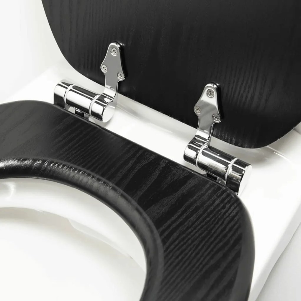 Assento de sanita com fecho suave Blackwash MDF preto 252030746