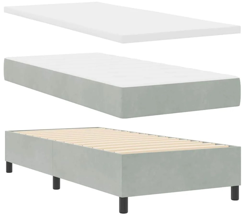 Cama Box com Colchão vidaXL Cinza Claro 90x190 cm Veludo