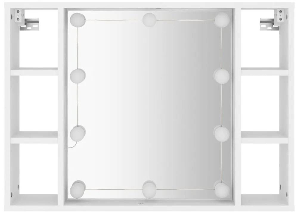 Armário espelhado com luzes LED 76x15x55 cm branco