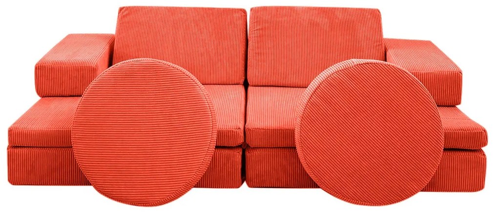 Sofá-Cama de 2 Lugares Puzzle – Laranja – 140x46x70 cm
