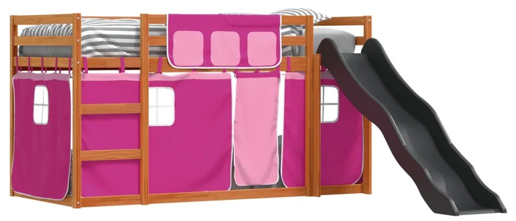 Beliche com escorrega e cortinas 90x190 cm rosa