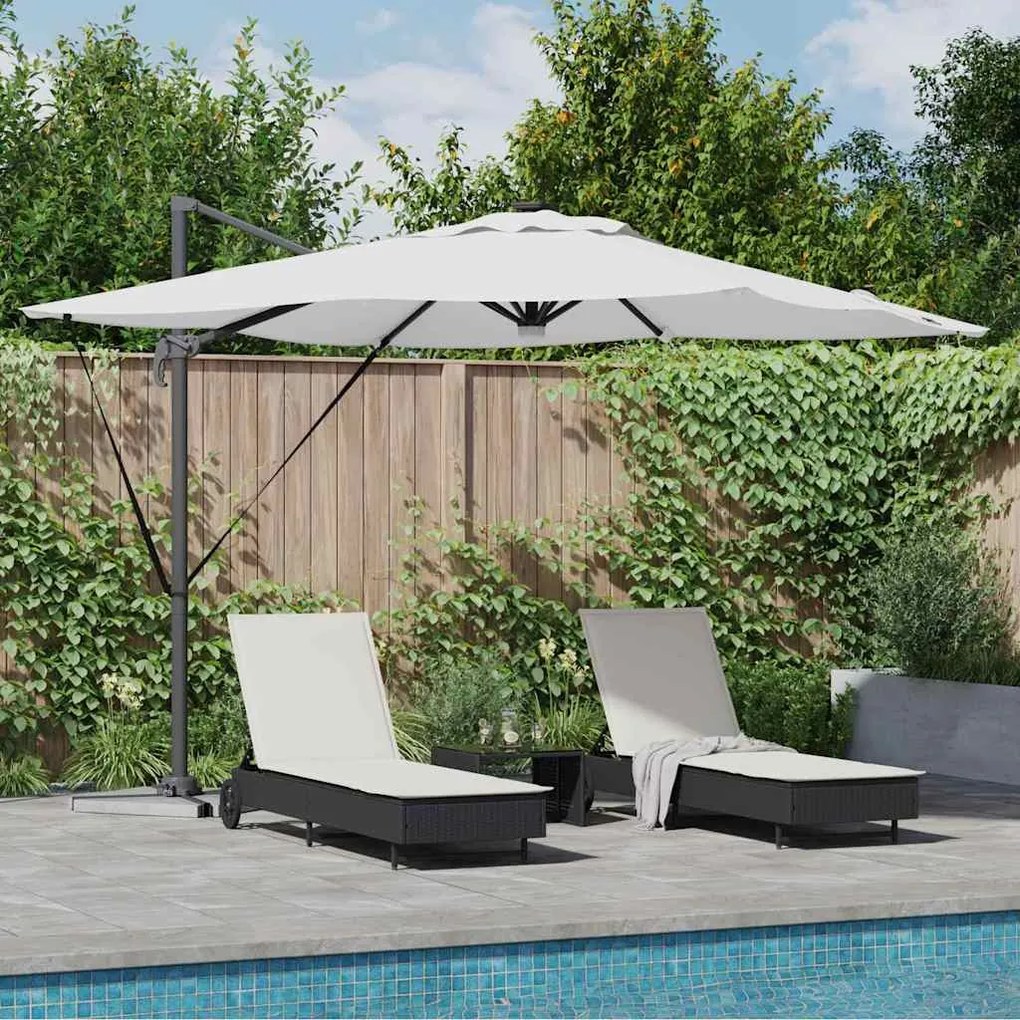 vidaXL Guarda-Sol Cantilever Roma com LEDs Areia 286x285x270 cm em Alumínio