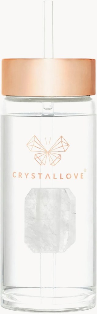 Garrafa de água com palhinha em quartzo transparente Crystallove
