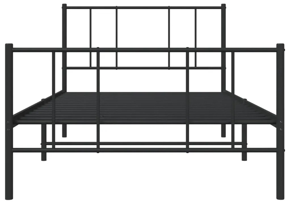 Estrutura de cama com cabeceira e pés 100x190 cm metal preto