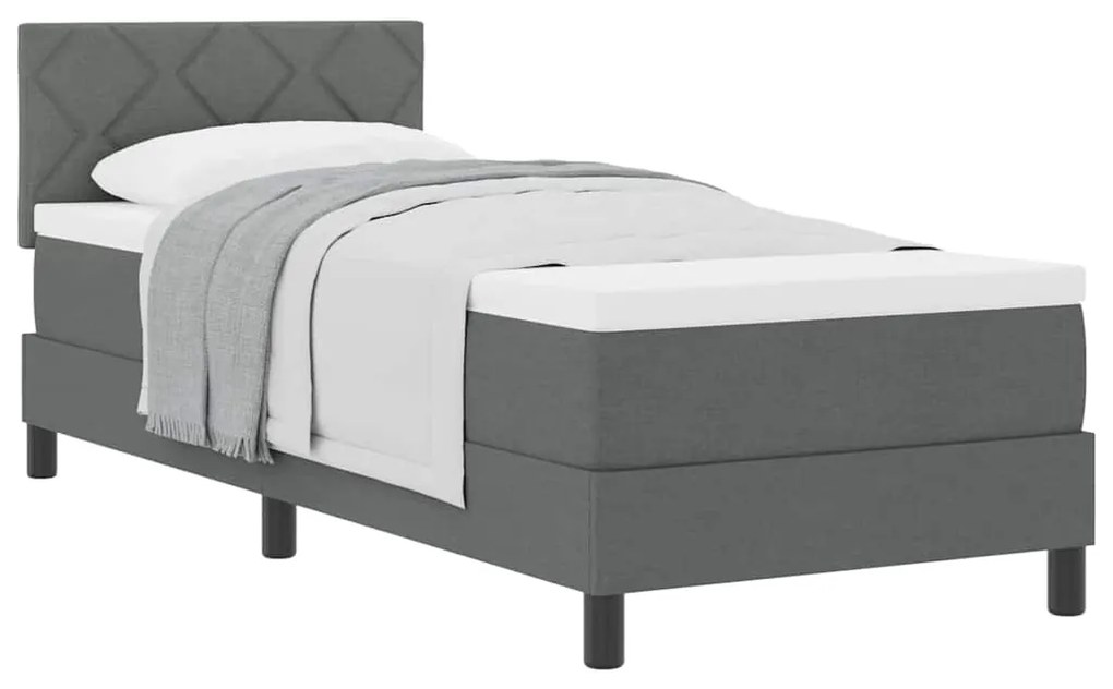 Cama Box com Colchão Cinza Escuro 80x200 cm Tecido