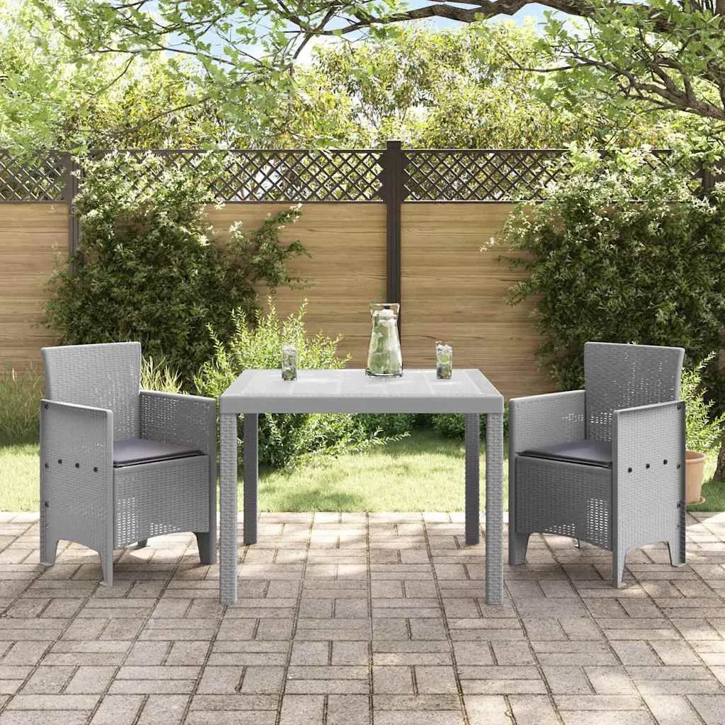 vidaXL Conjunto de Jantar de Jardim 3 pcs Cinzento-claro Compacto