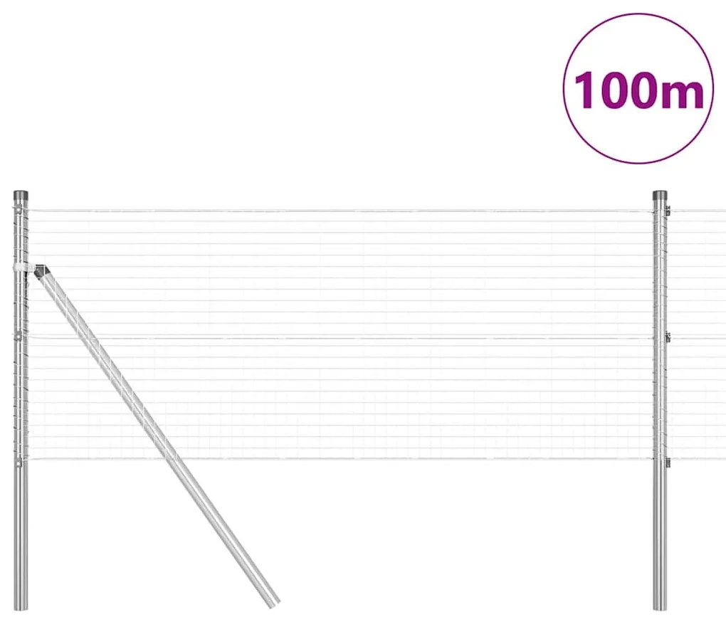 Cerca de Arame Soldado com 13 Postes 0,5x100 m Aço Galvanizado