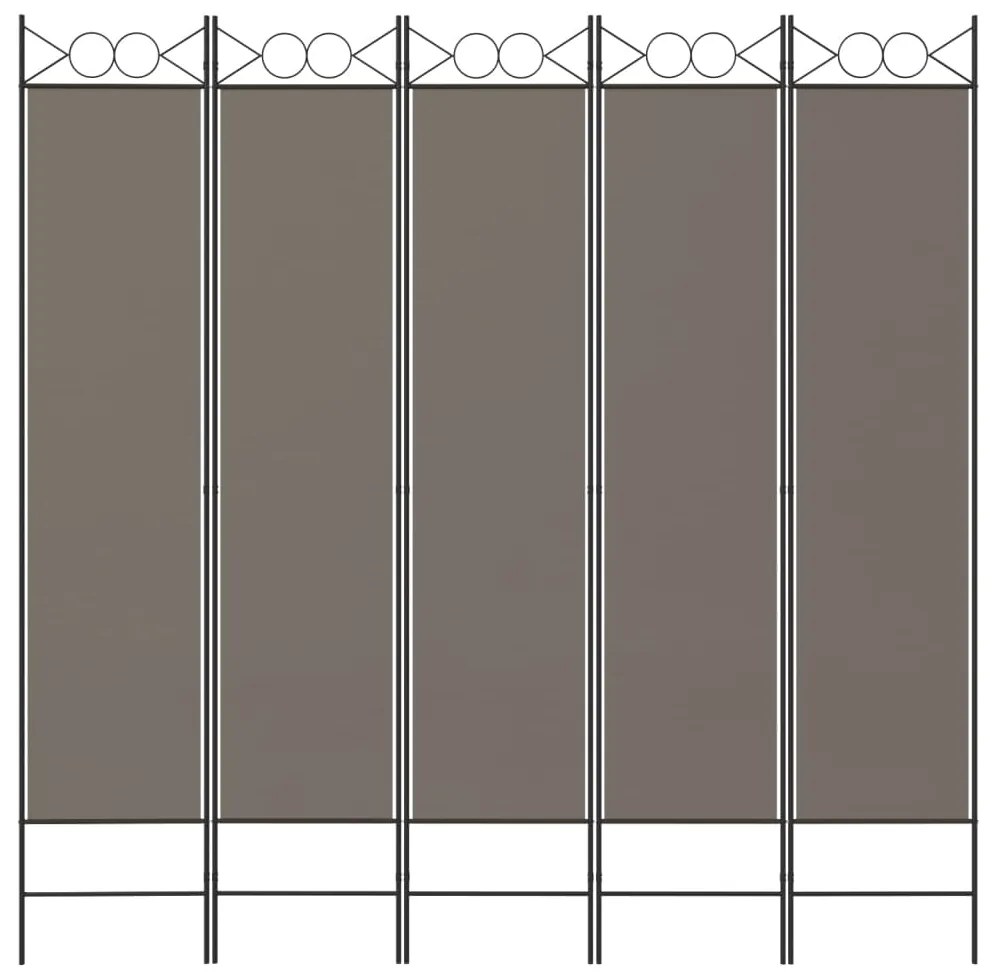Biombo/divisória com 5 painéis 200x200 cm tecido antracite