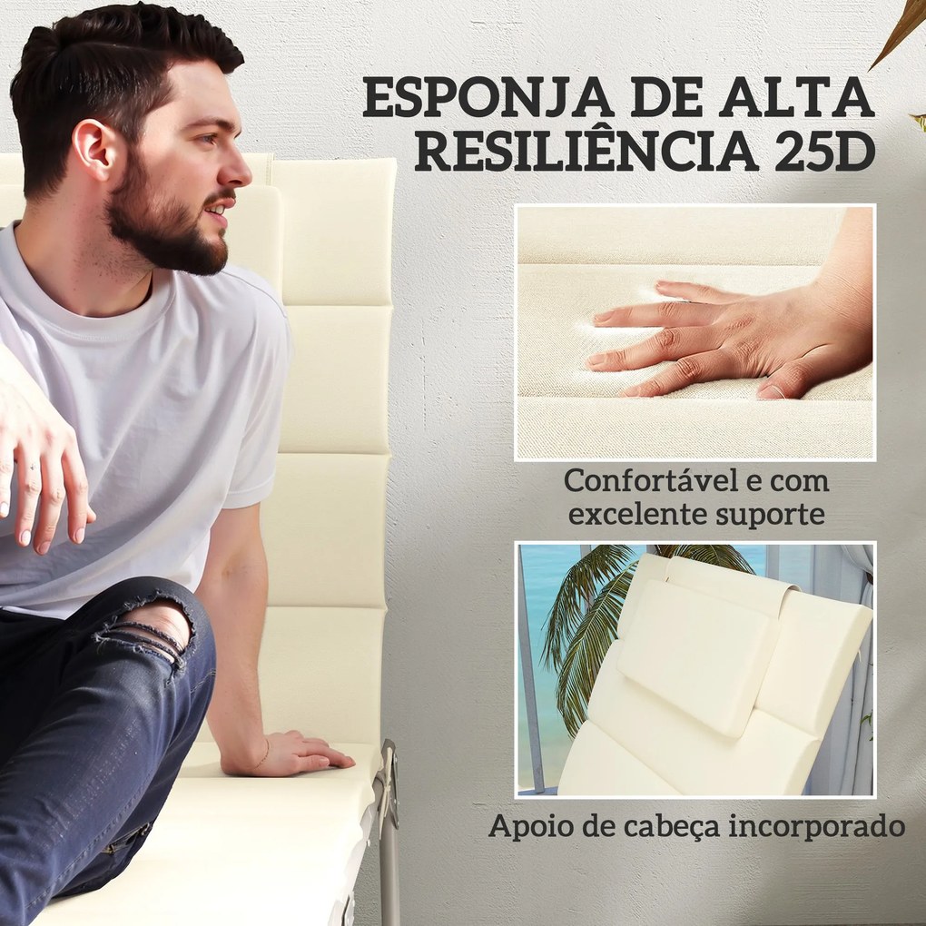 Conjunto de 2 Almofadas para Espreguiçadeira Dobráveis Almofadas para