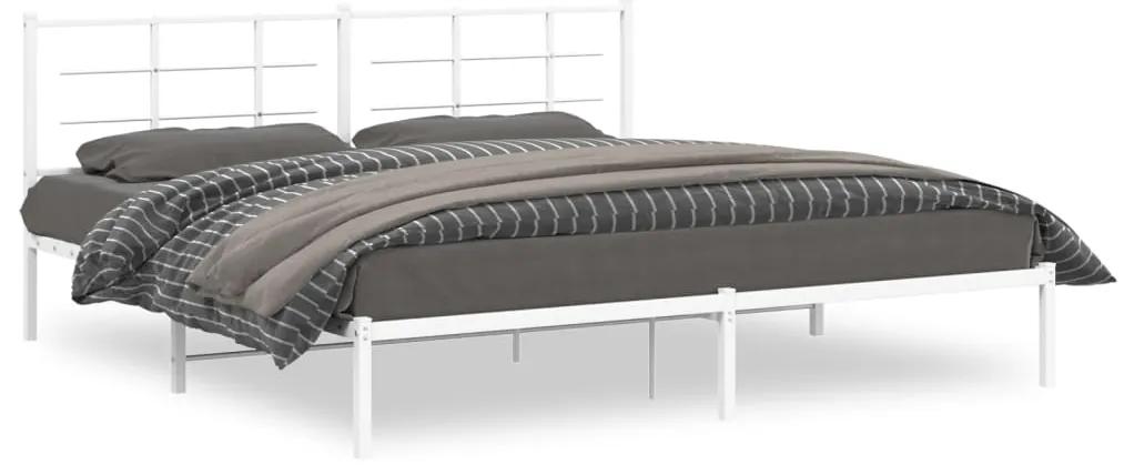 355617 vidaXL Estrutura de cama com cabeceira 200x200 cm metal branco
