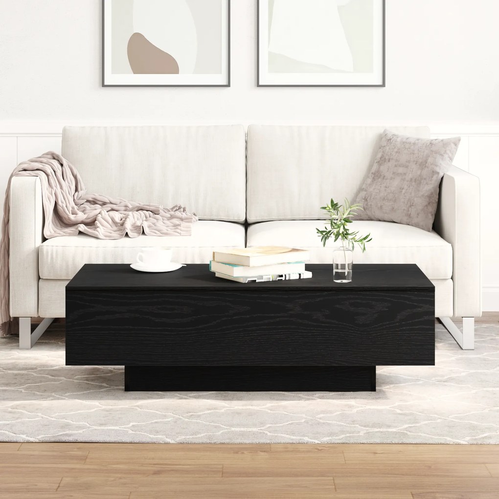 Mesa de Centro vidaXL Preto Carvalho 100x30x36,5 cm Madeira Engenharia
