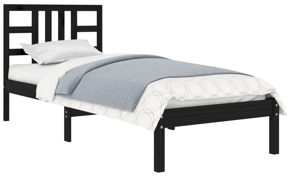Estrutura cama pequena solteiro 75x190 cm madeira maciça preto