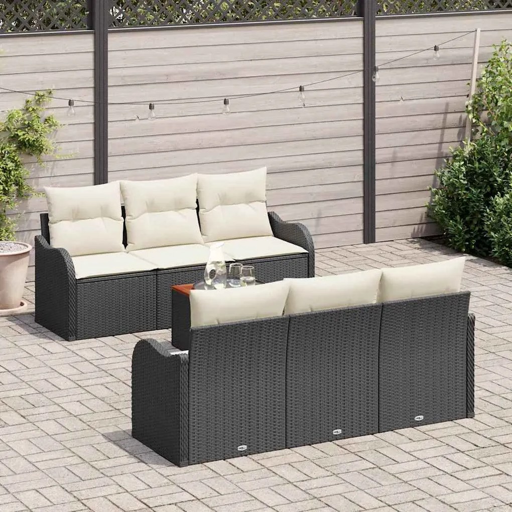 Conjunto de Sofá de Jardim 7 pcs Preto, branco 55 x 55 x 37 cm