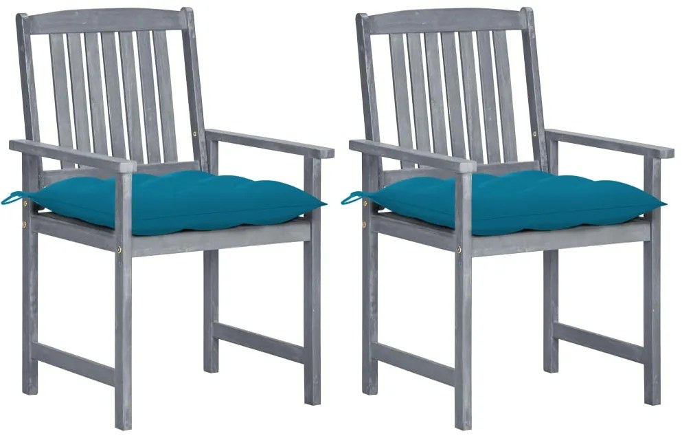 vidaXL Cadeiras de jardim com almofadões 2 pcs acácia maciça cinza