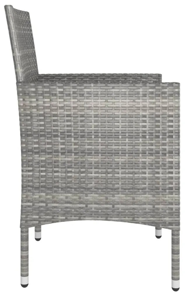 4 pcs conjunto de cadeiras e bancos de jardim vime PE cinzento