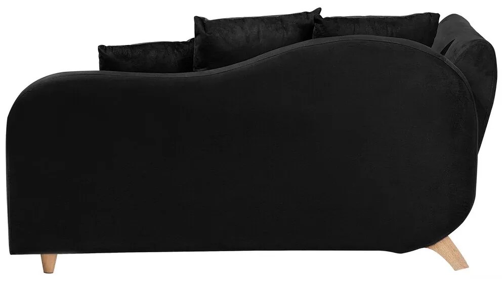 Chaise-longue à esquerda de 2 lugares com arrumação em veludo preto MERI Beliani