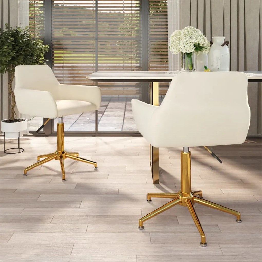 vidaXL Cadeiras de jantar giratórias 2 pcs veludo cor creme