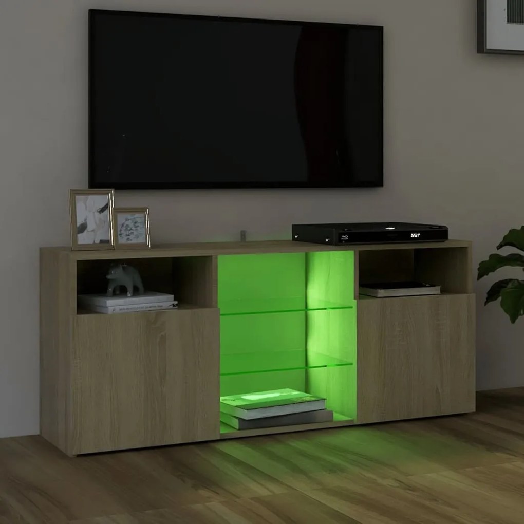 Móvel de TV Maze com Luzes LED de 120cm - Carvalho - Design Moderno