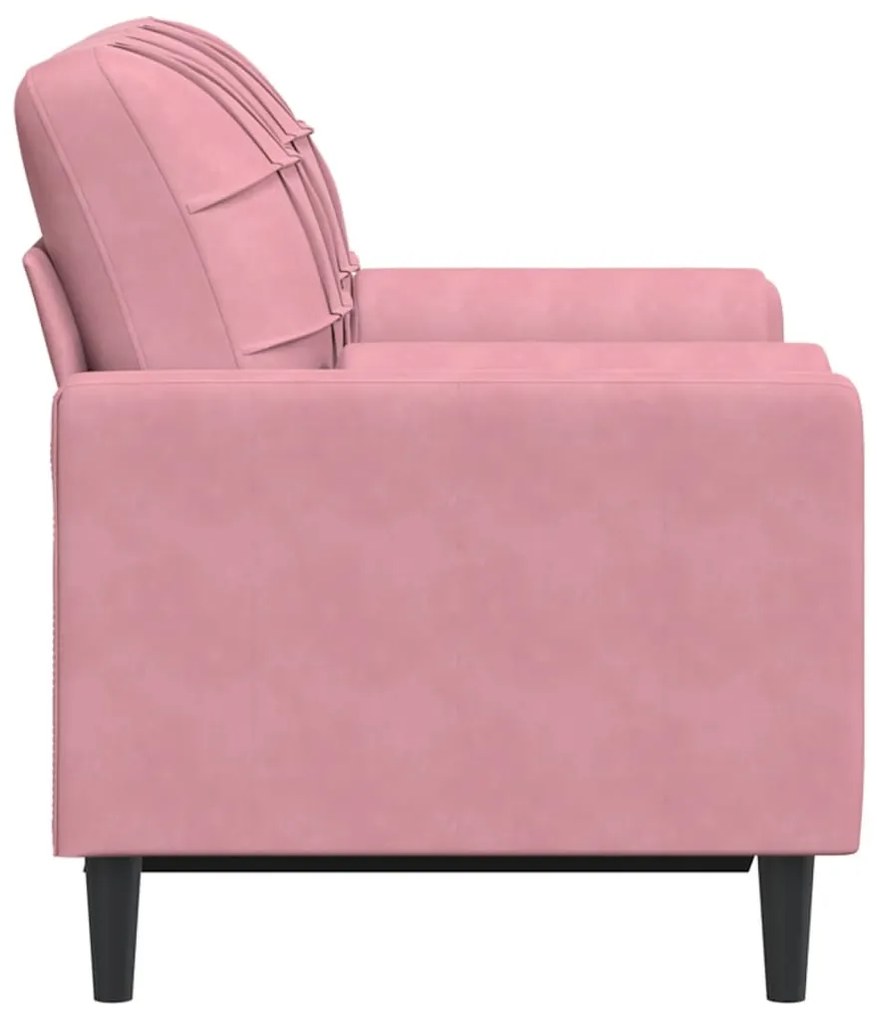 Sofá 2 lug. c/ almofadas decorativas 120 cm veludo rosa