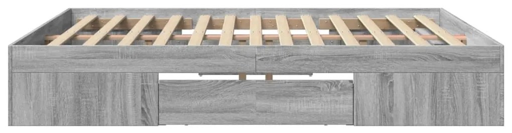 Estrutura de cama 200x200 cm derivados madeira cinzento sonoma